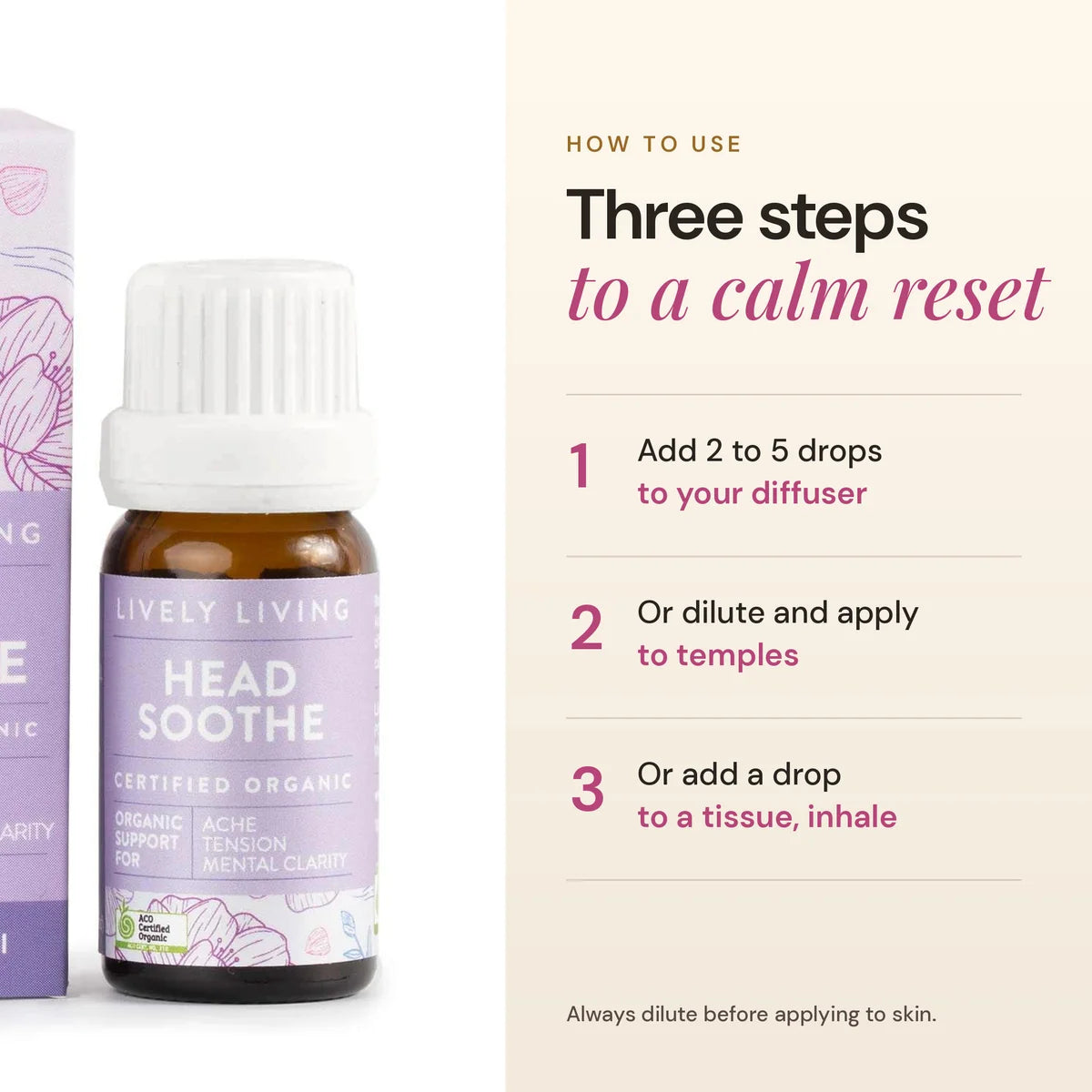 Lively Living // Head Soothe ACO Certified Organic Essential Oil // 10ml
