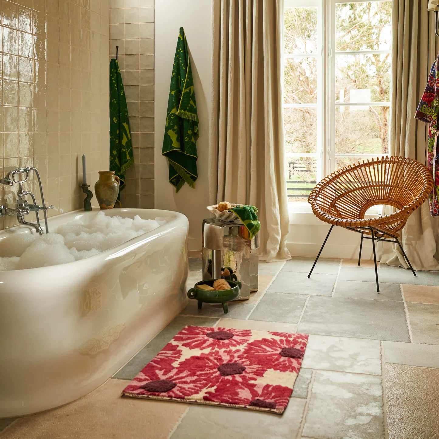 Isabella Bath Mat // Crimson
