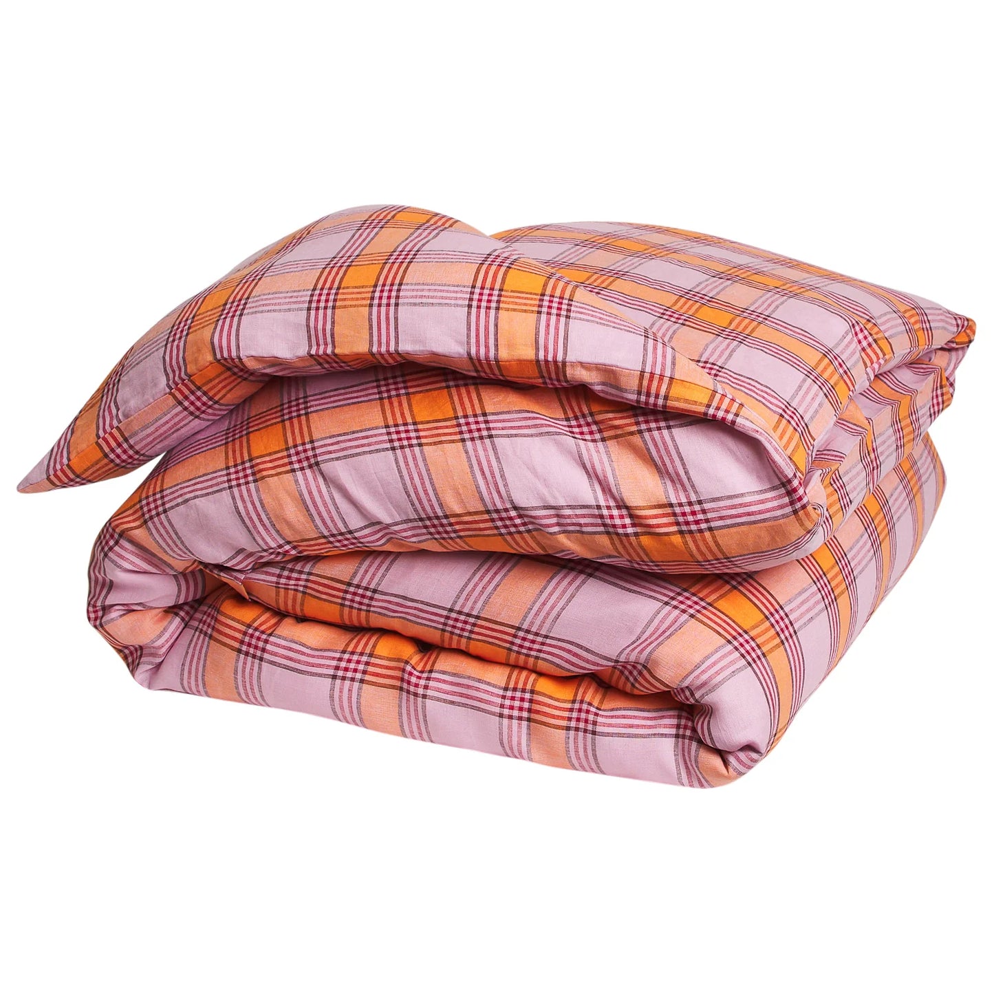 Isla Linen Quilt Cover // Vivid Coral