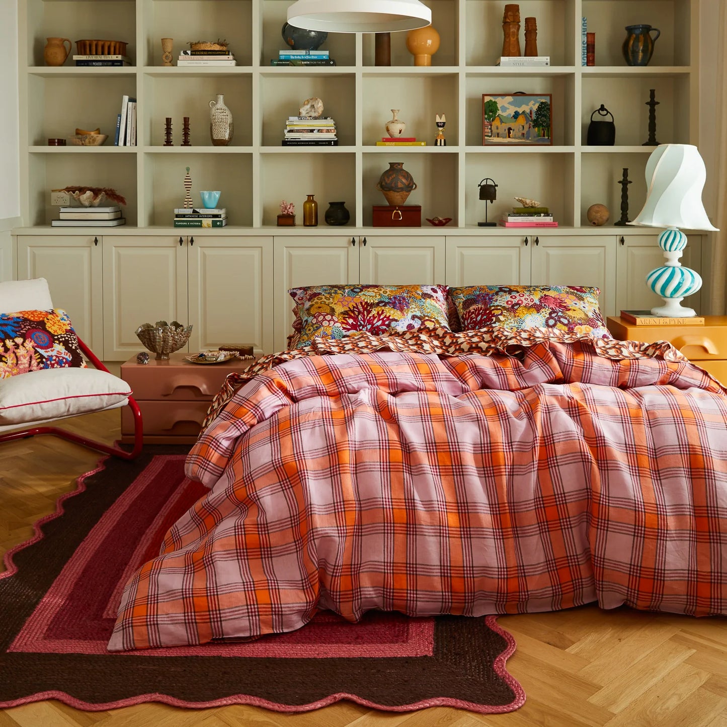 Isla Linen Quilt Cover // Vivid Coral