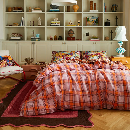 Isla Linen Quilt Cover // Vivid Coral