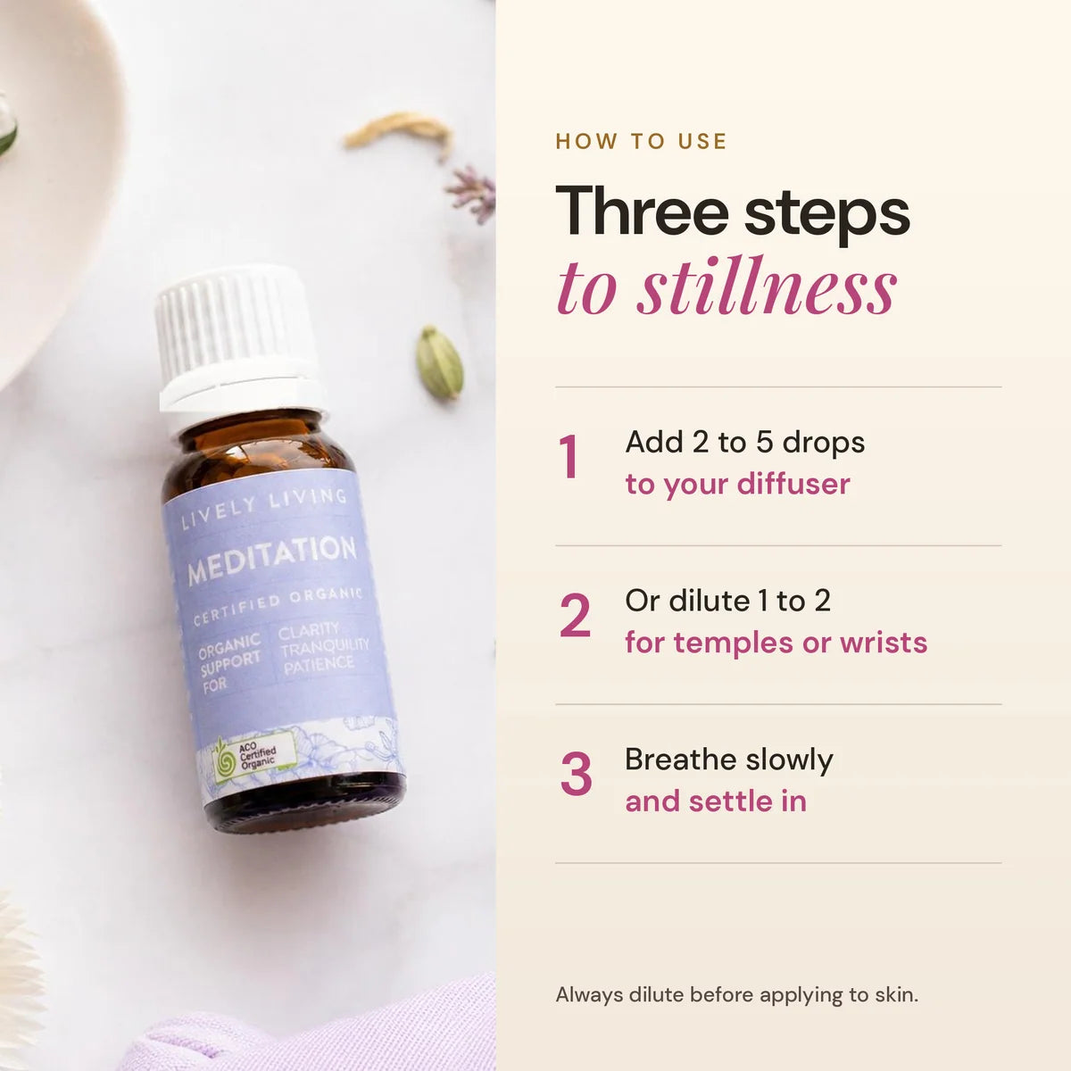 Lively Living // Meditation ACO Certified Organic Essential Oil // 10ml