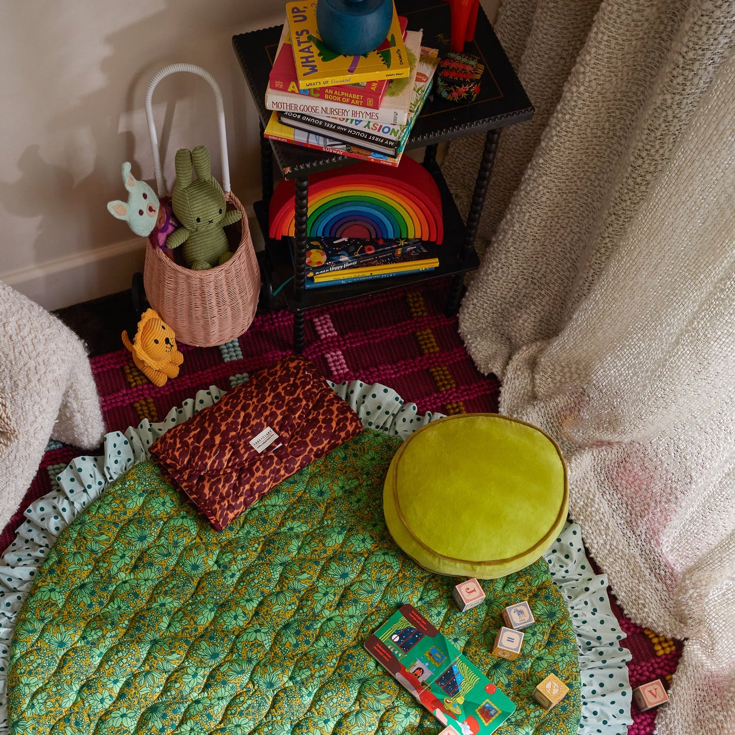 Castilo Round Velvet Cushion // Chartreuse