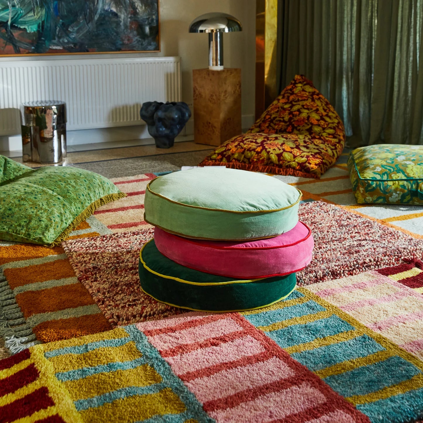 Etienne Velvet Floor Cushion // Jade