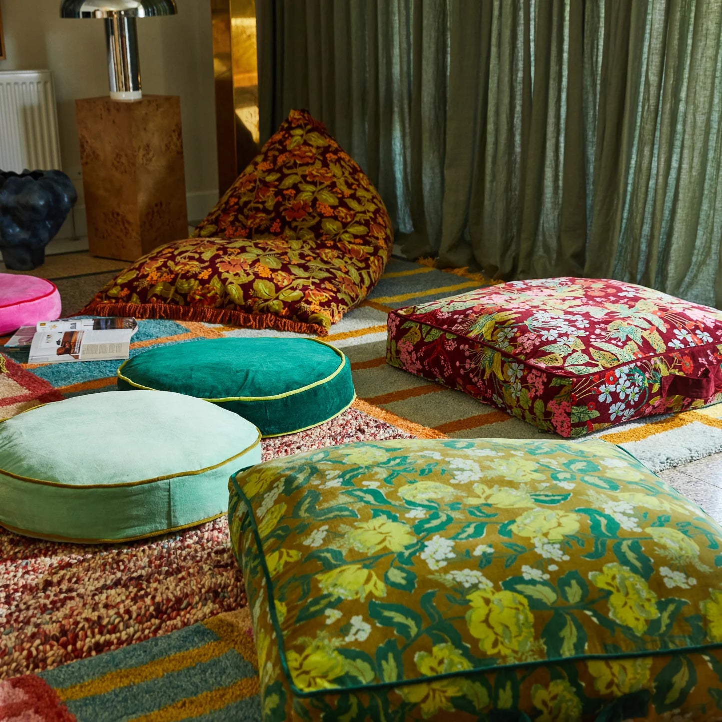 Etienne Velvet Floor Cushion // Jade