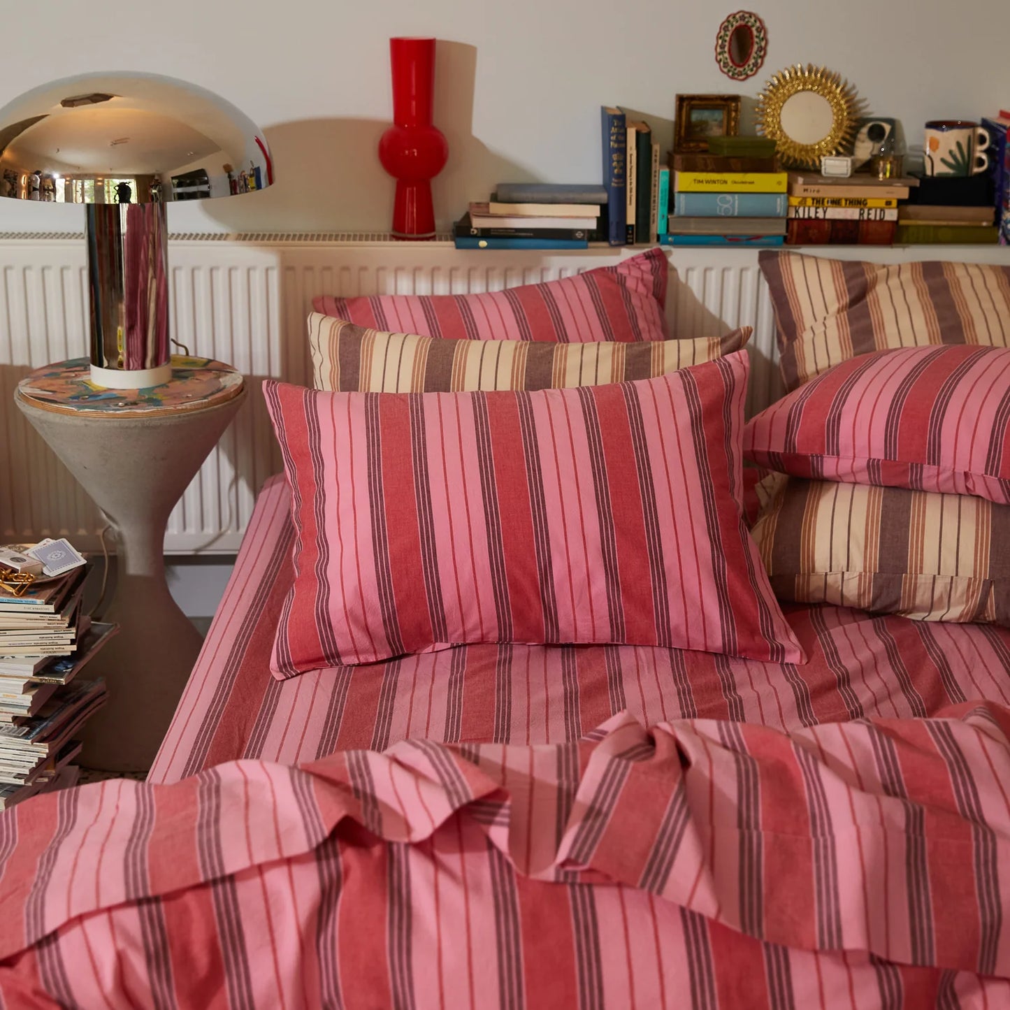 Brigitte Cotton Pillowcase Set // Scarlet