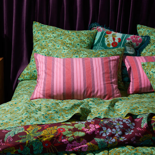 Brigitte Cotton Pillowcase Set // Scarlet