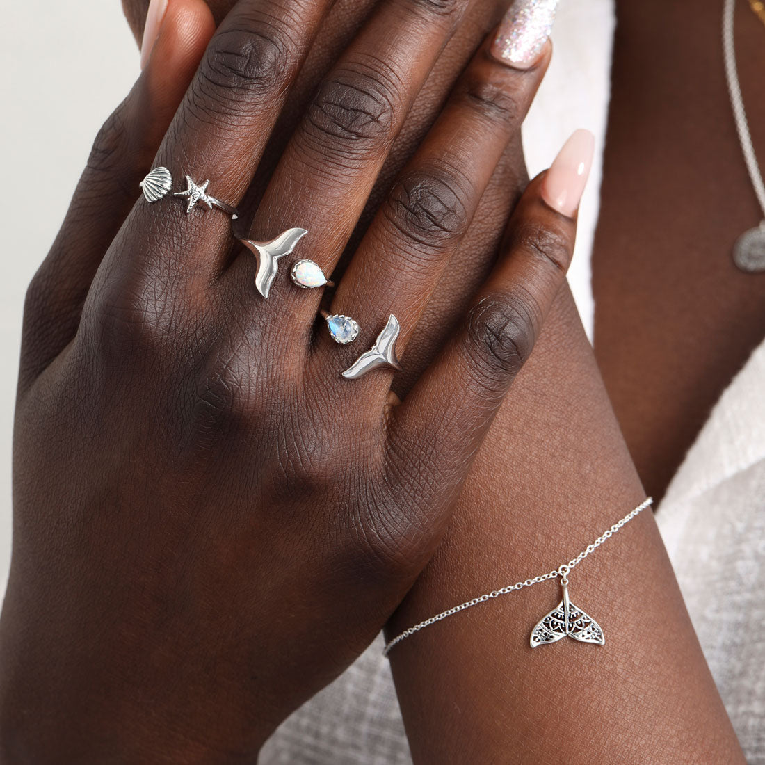 Whale Tail Moonstone Ring