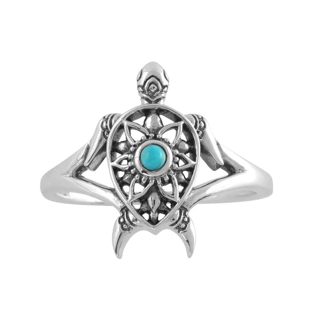Ring // Enlightened Turquoise Spirit Turtle // Silver