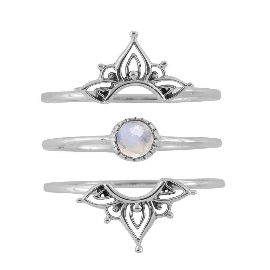 Midsummer Star Ring Wanderlust Moonstone Ring Set