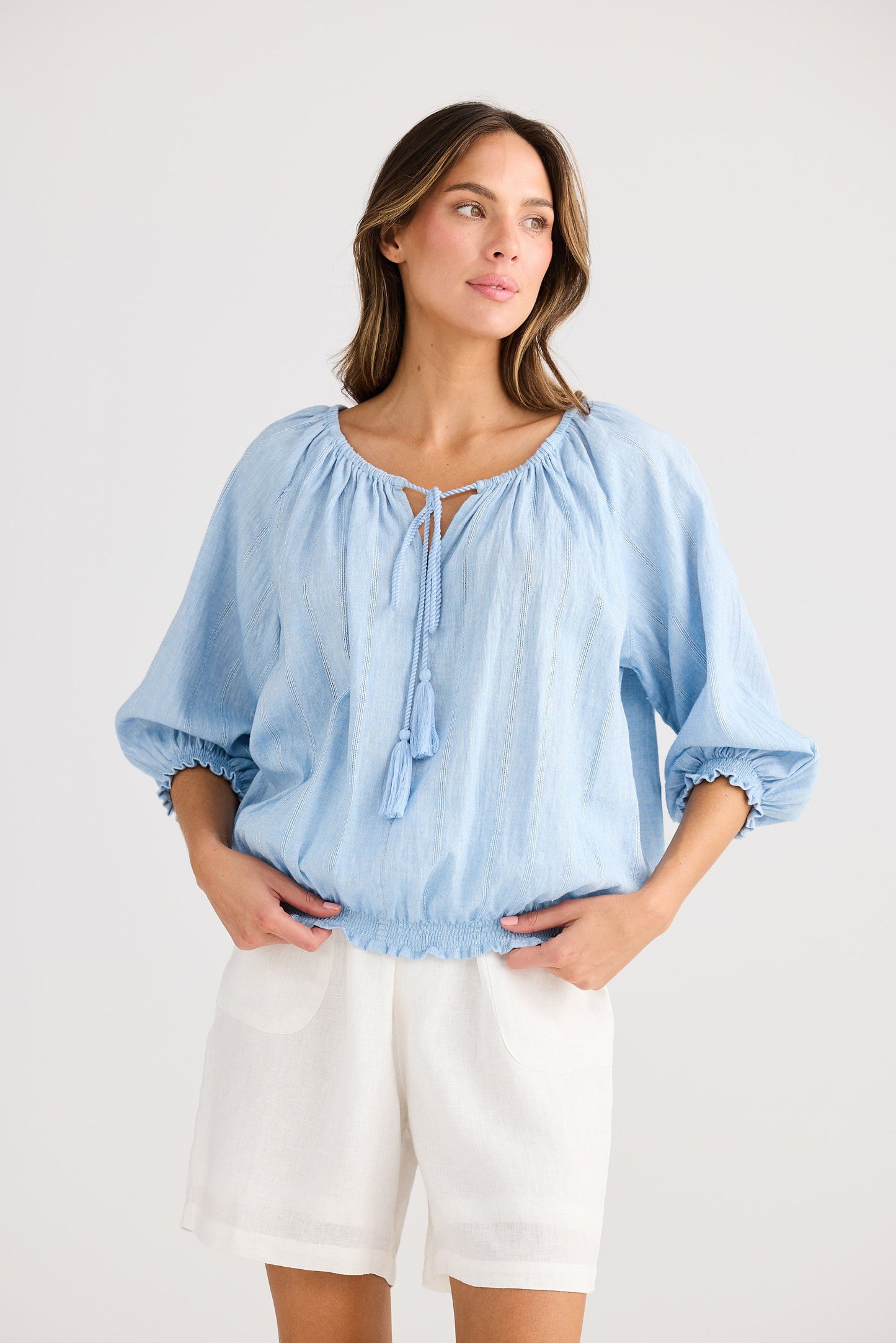 Seaside Top // Blue Self Stripe