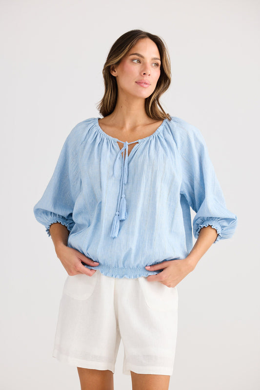 Seaside Top // Blue Self Stripe