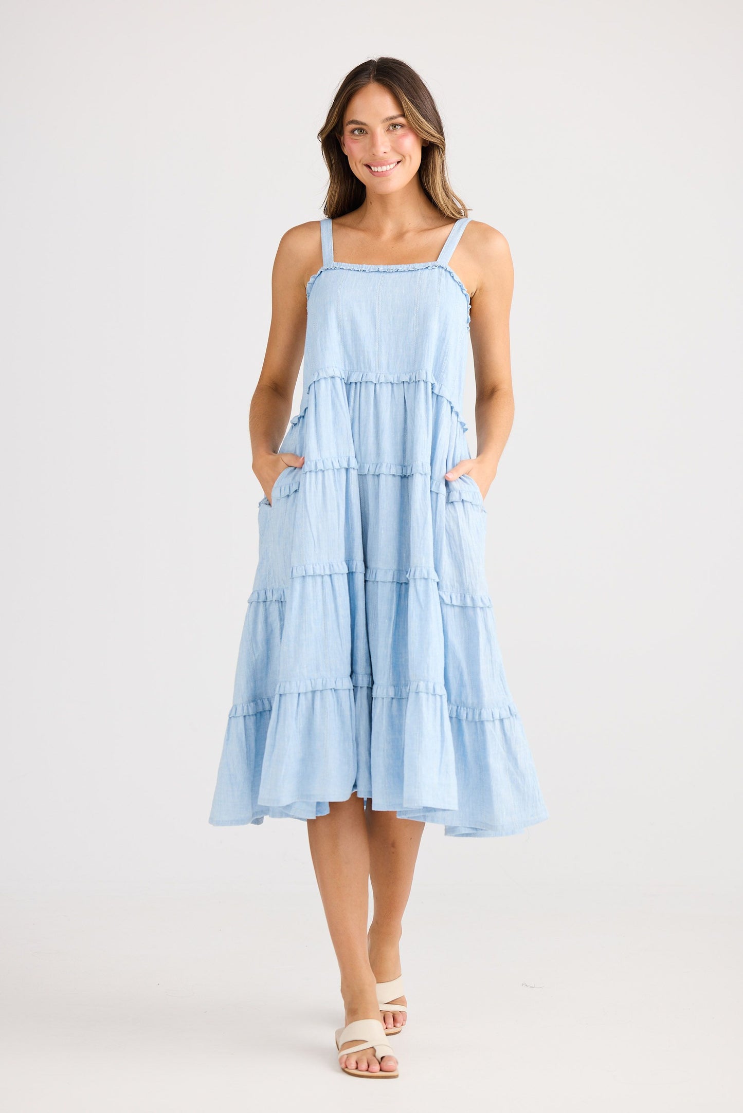 Alita Dress // Blue Self Stripe