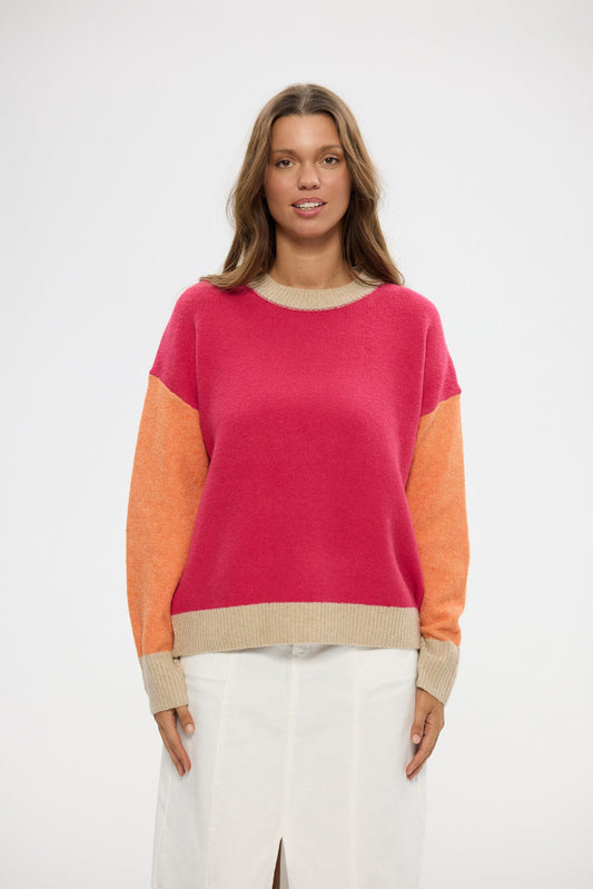 Overboard Knit // Magenta Multi Stripe