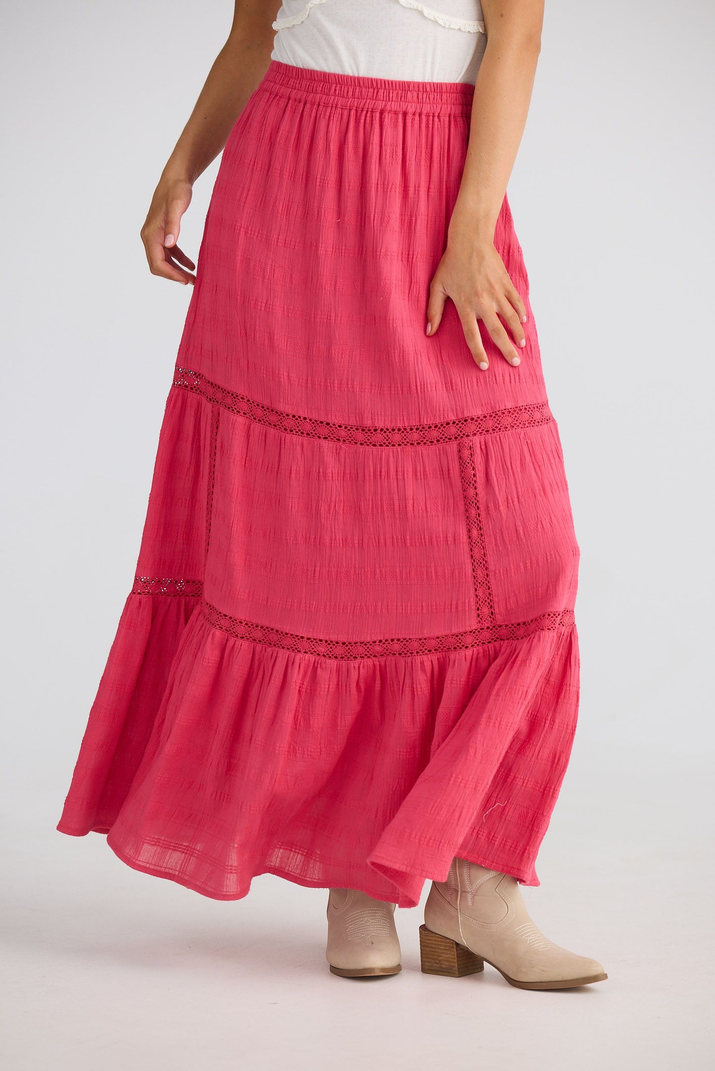 Aurora Midi Skirt // Raspberry