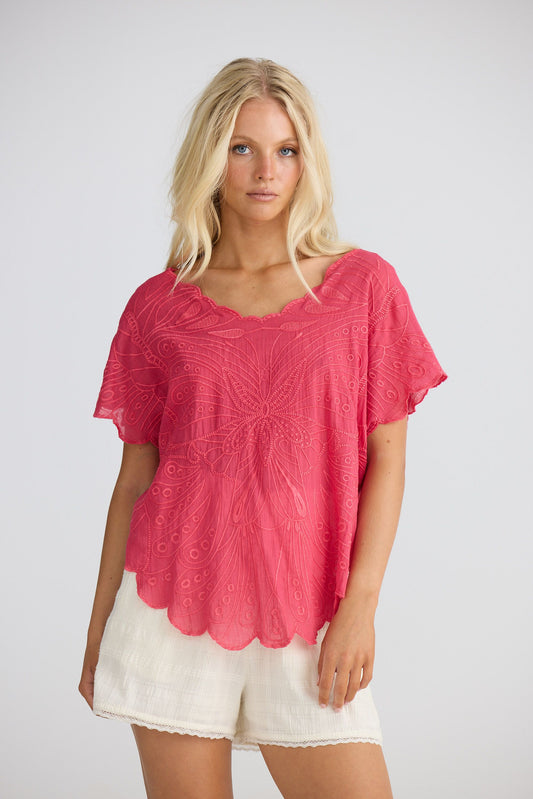 Flutterby Top // Raspberry
