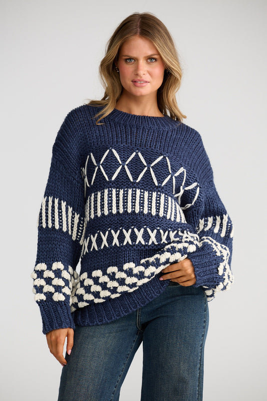 Colorado Knit // Denim Blue W White