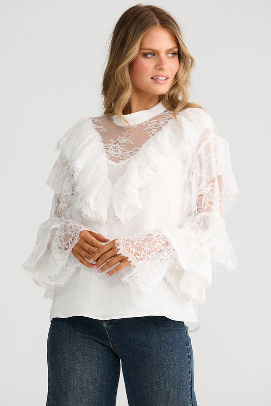 Clairo Frill Blouse // Off White