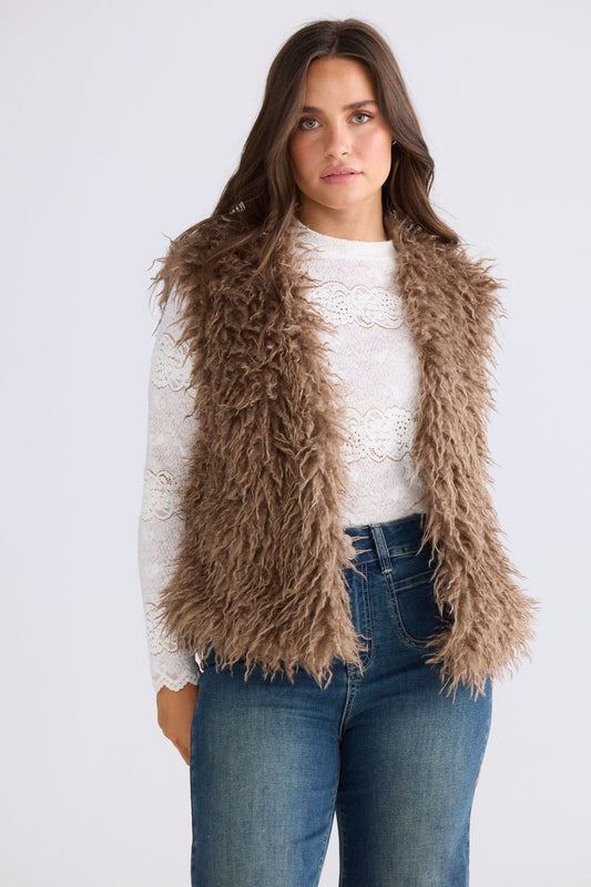 Dakota Fur Vest // Mushroom