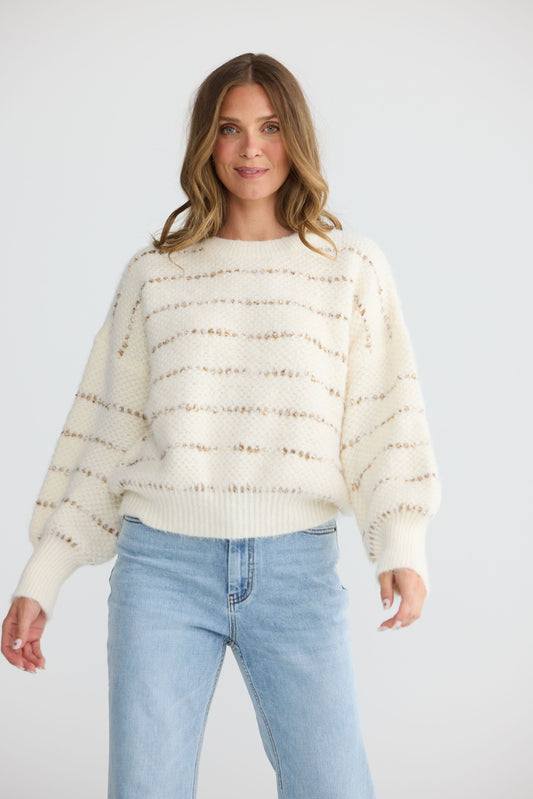 Tula Knit // Off White Stripe