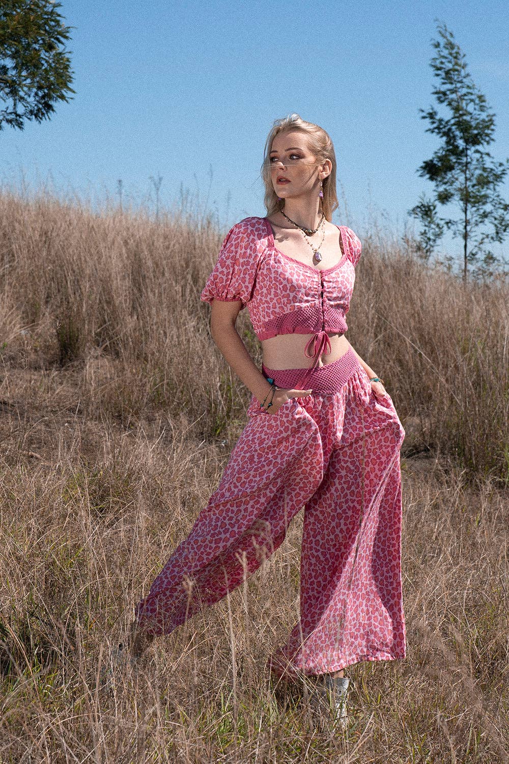 Clover Crop Top - Magenta