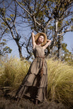 Chloe Halter Maxi Frill Dress - Desert Sand