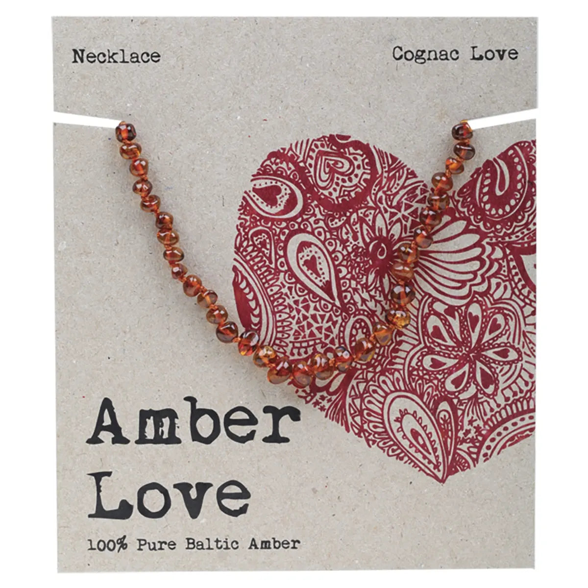 Amber Love Children's Necklace // 100% Baltic Amber // Cognac