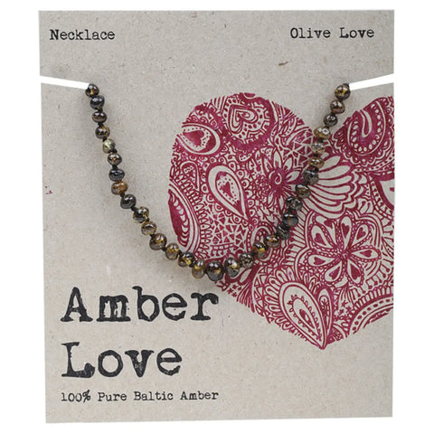 Amber Love Children's Necklace // 100% Baltic Amber // Olive