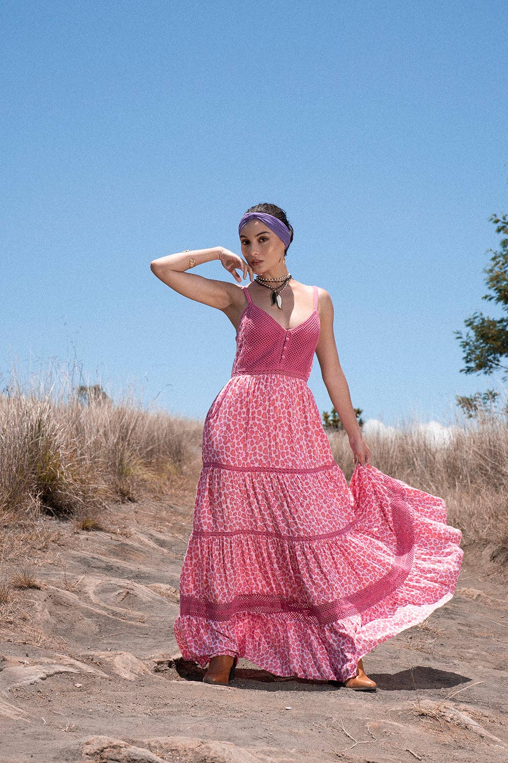 Jasmine Strappy Dress - Magenta